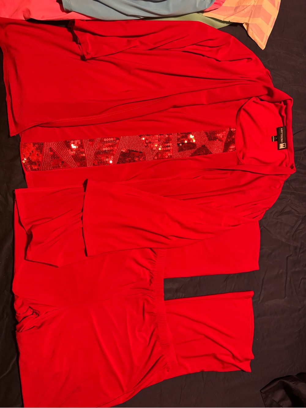 Antthony Red Sequin-Trim Jumpsuit Set